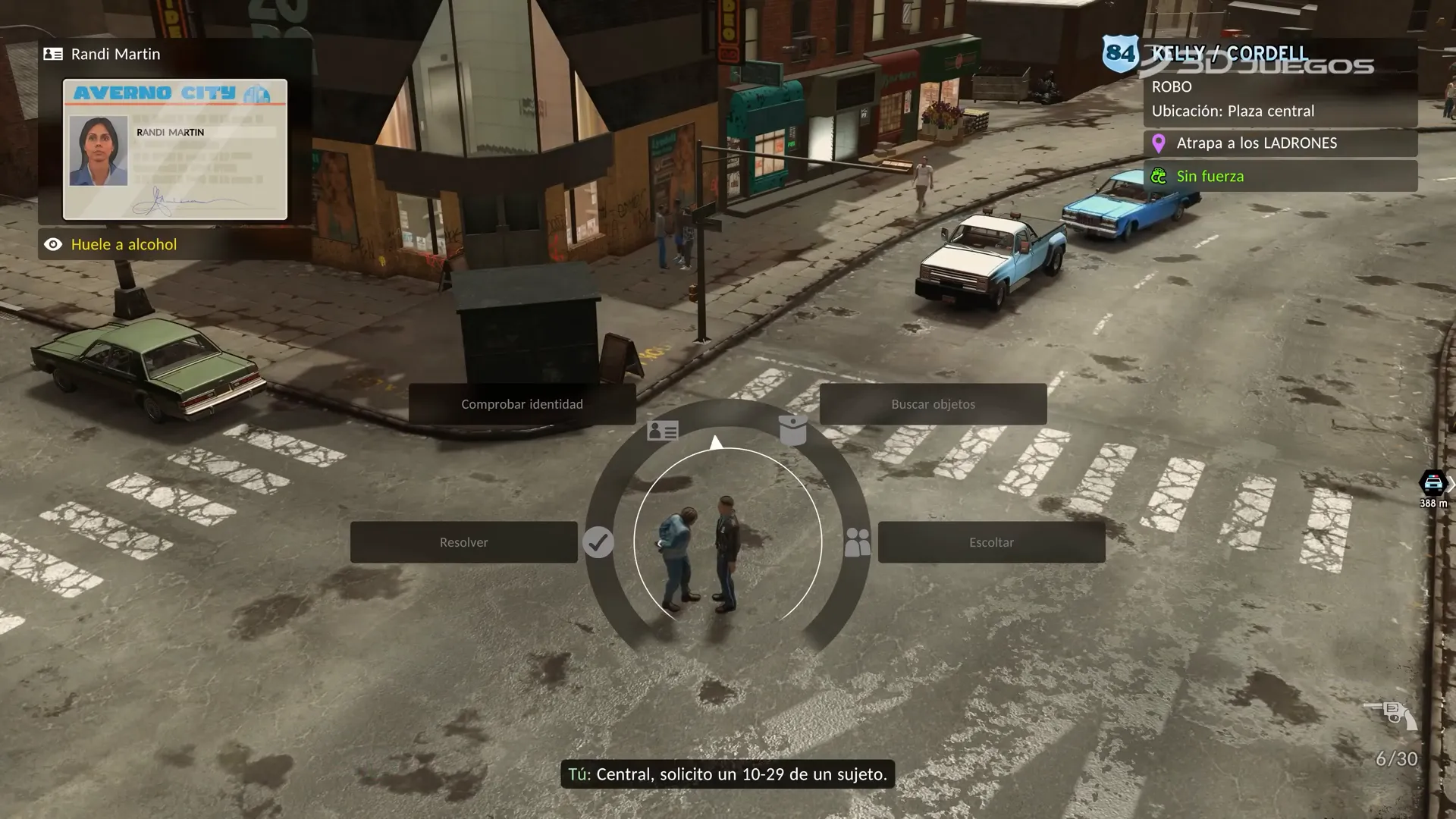 Menú contextual para interactuar con NPCs y vehículos