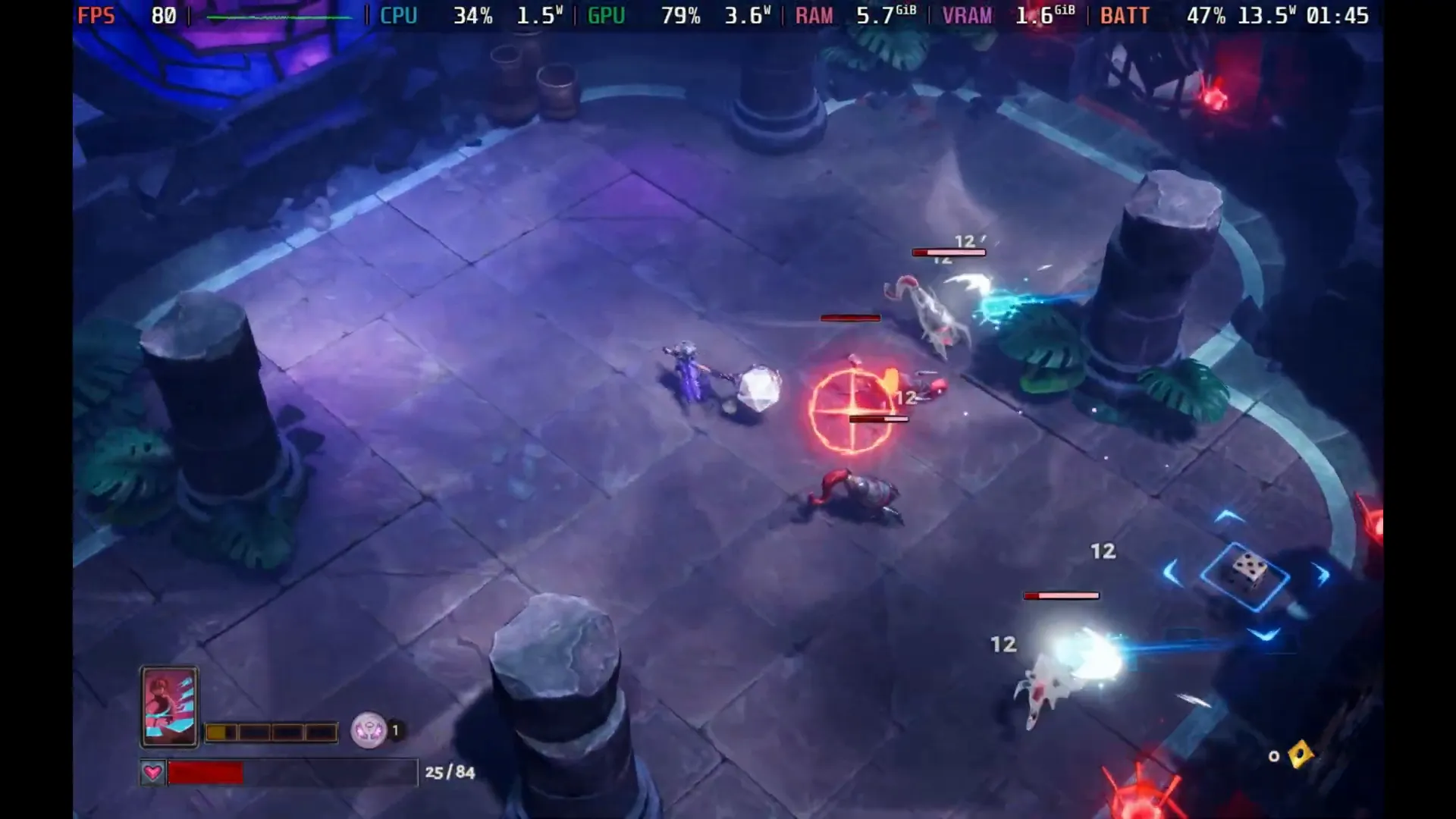 Gameplay intenso de Lost in Random mostrando la variedad de habilidades y combates