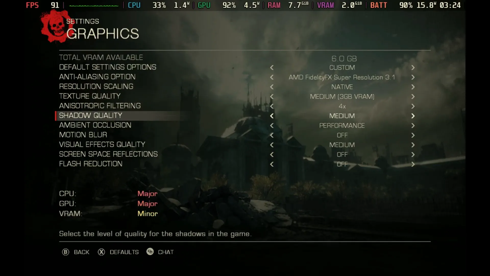 Configuración de gráficos media con resolución nativa en Steam Deck