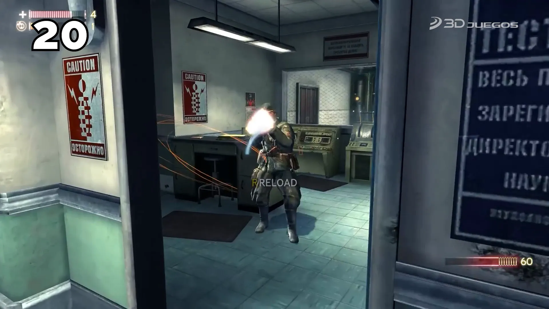 Escena de Singularity mostrando el rifle de control de balas