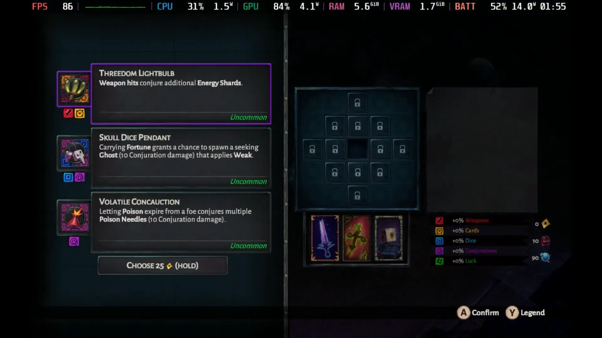 Configuración del juego Lost in Random con límite de fps en Steam Deck para mayor duración de batería