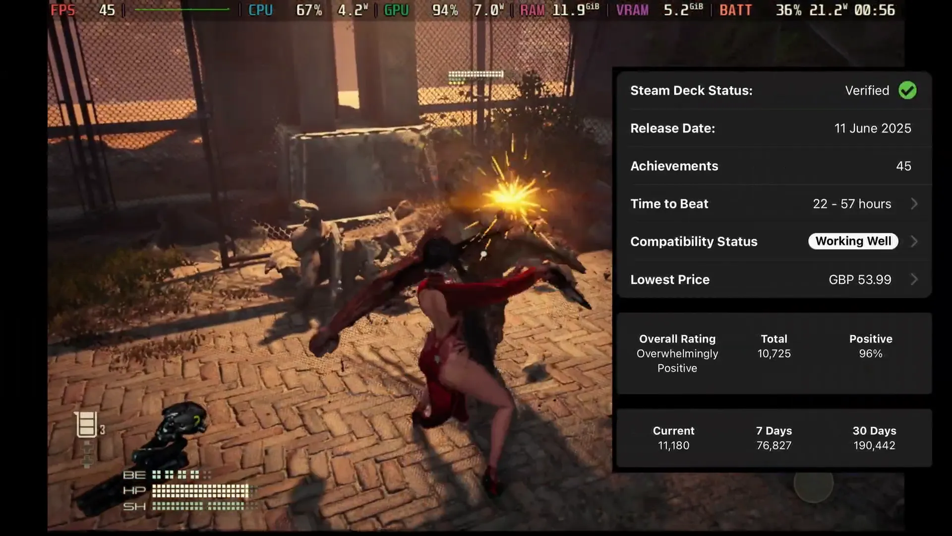 Pantalla de inicio del juego Hades en Steam Deck