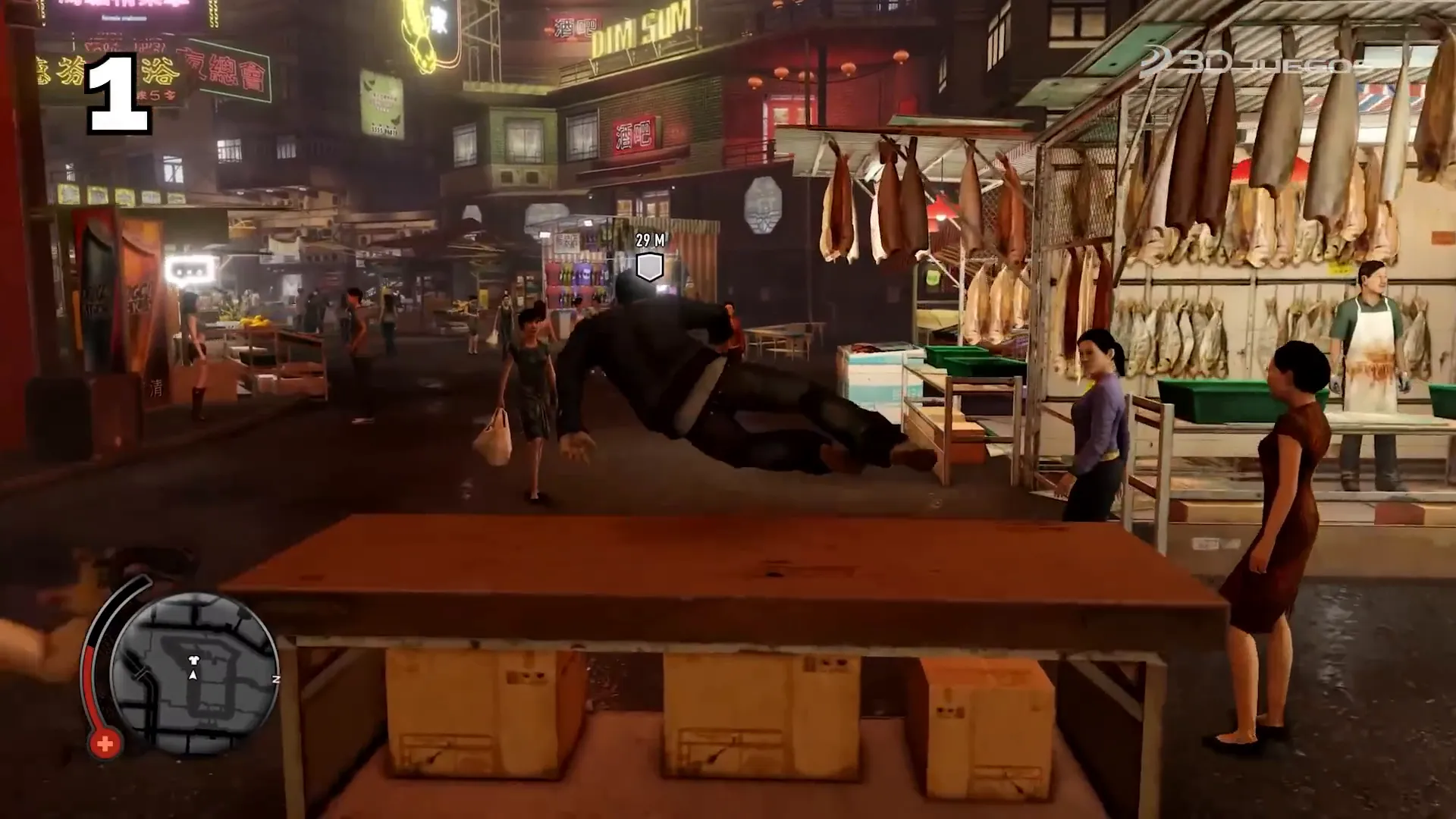 Combate cuerpo a cuerpo en Sleeping Dogs en las calles de Hong Kong