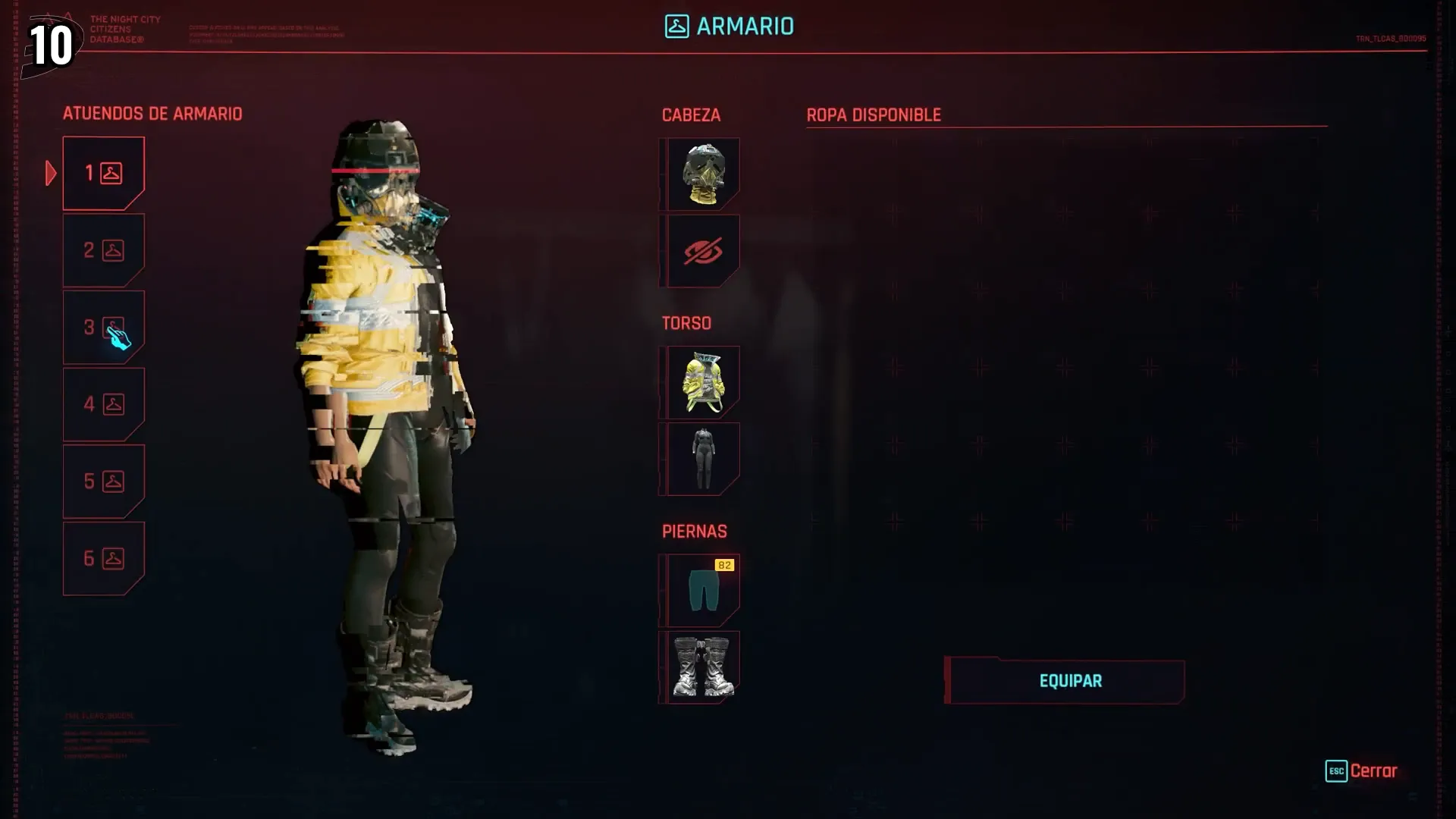 Diversas opciones de ropa y personalización en Cyberpunk 2077