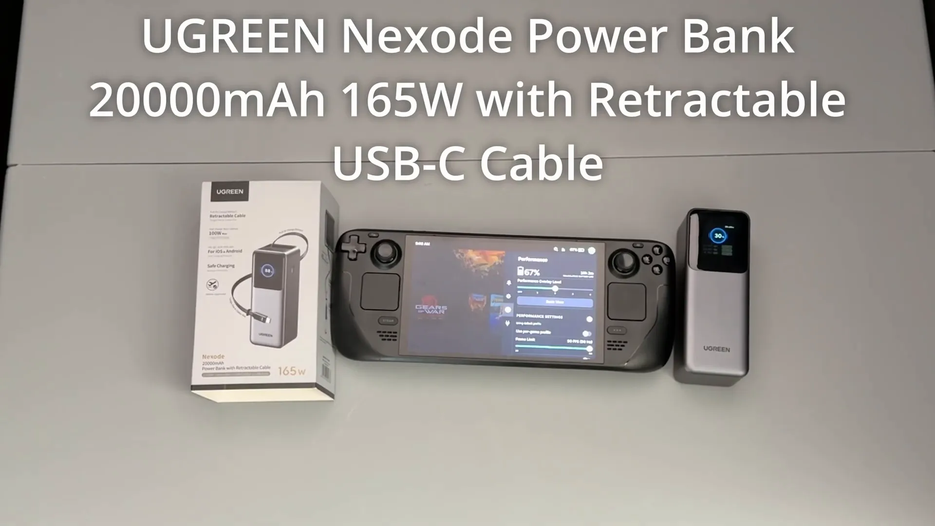 Power Bank UGREEN Nexo con cable retráctil para Steam Deck