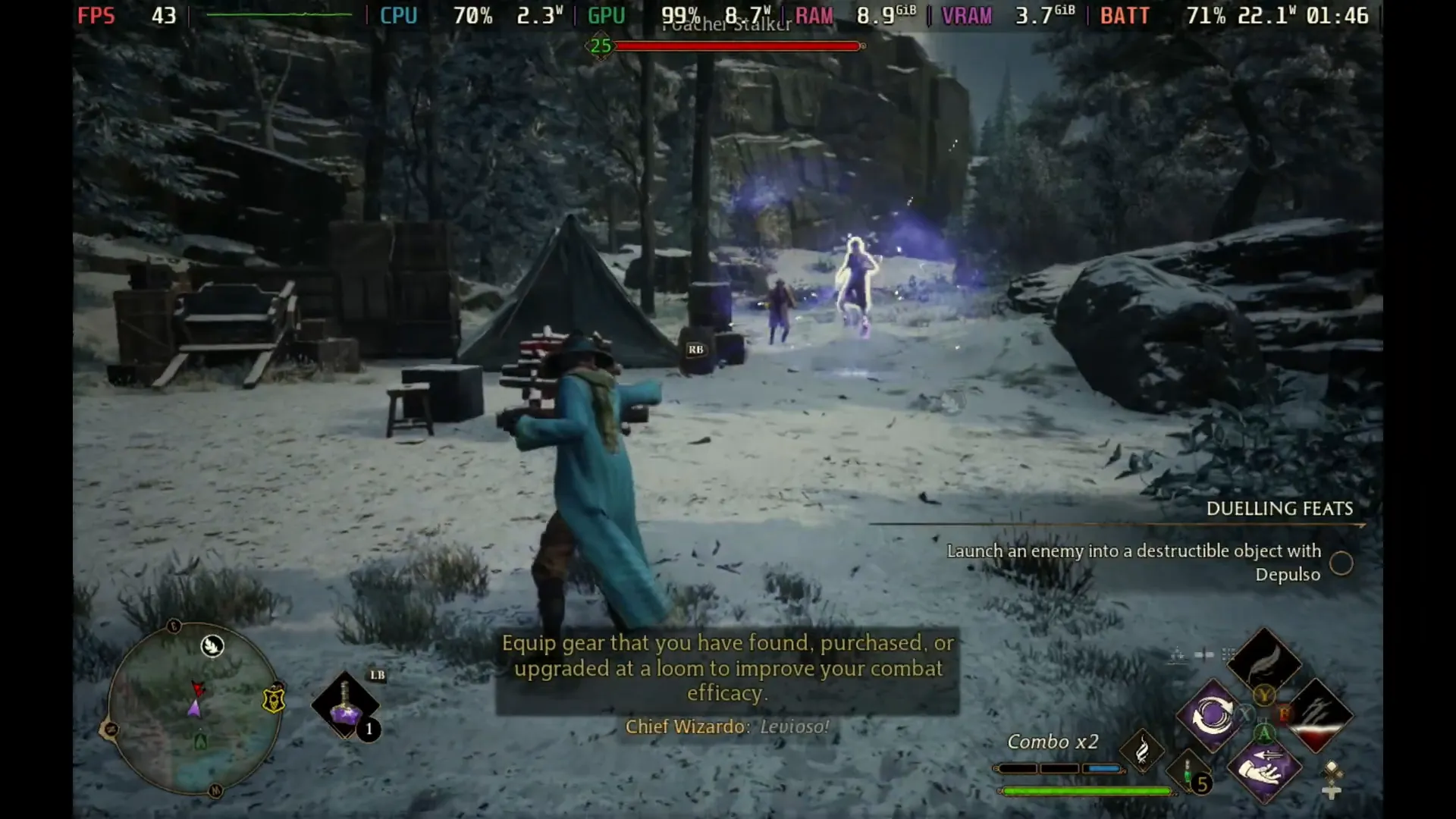 Escena mágica en Hogwarts Legacy en Steam Deck