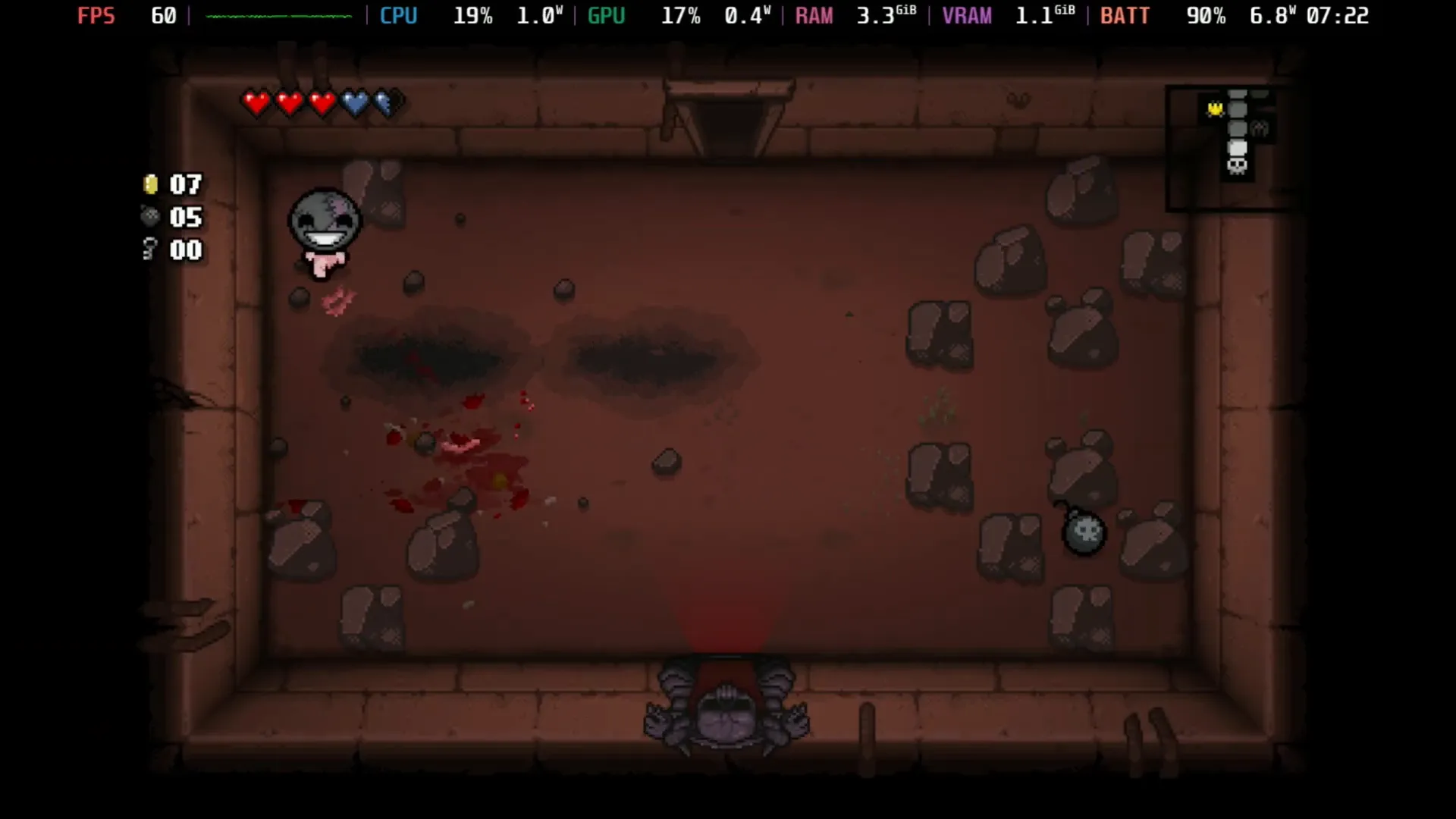 Gameplay de The Binding of Isaac: Rebirth en Steam Deck
