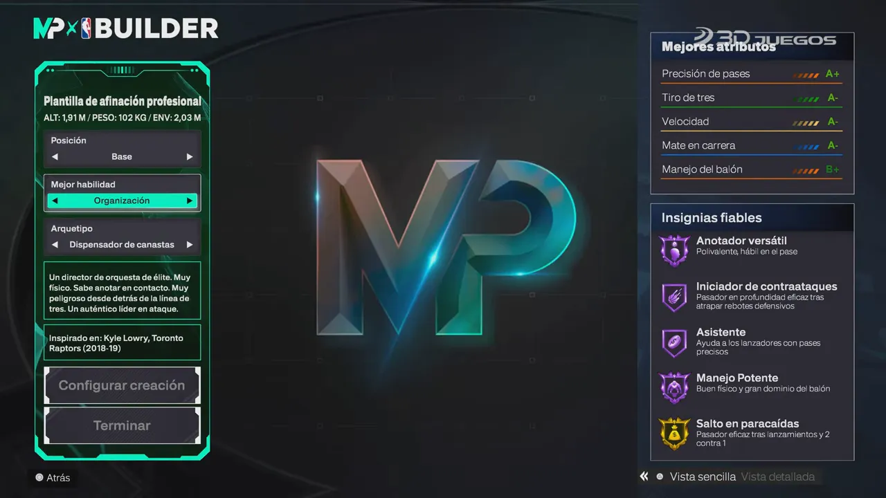 Interfaz del creador de MyPlayer mostrando plantillas y glosario de animaciones