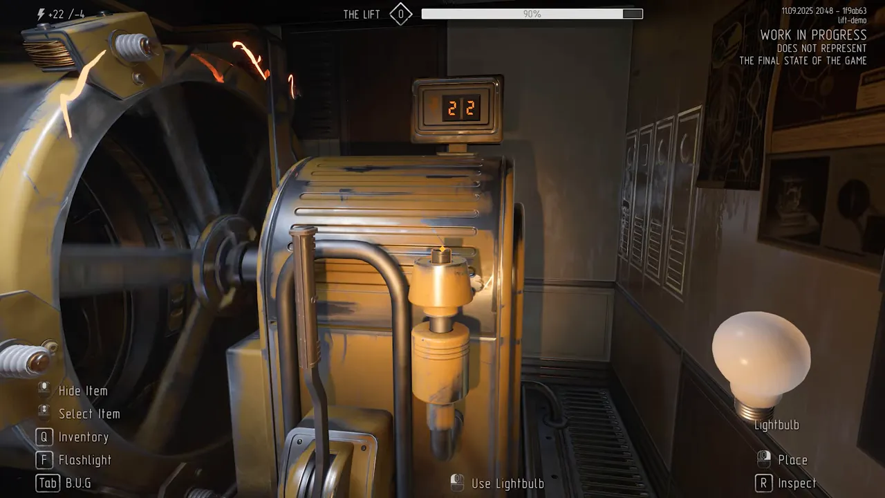 Panel del ascensor dentro de la estación en The Lift, inicio de transición entre niveles