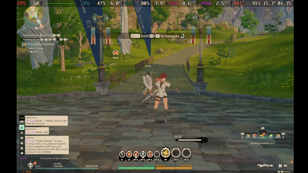 Escena de cutscene con diálogo doblado y subtítulos en pantalla