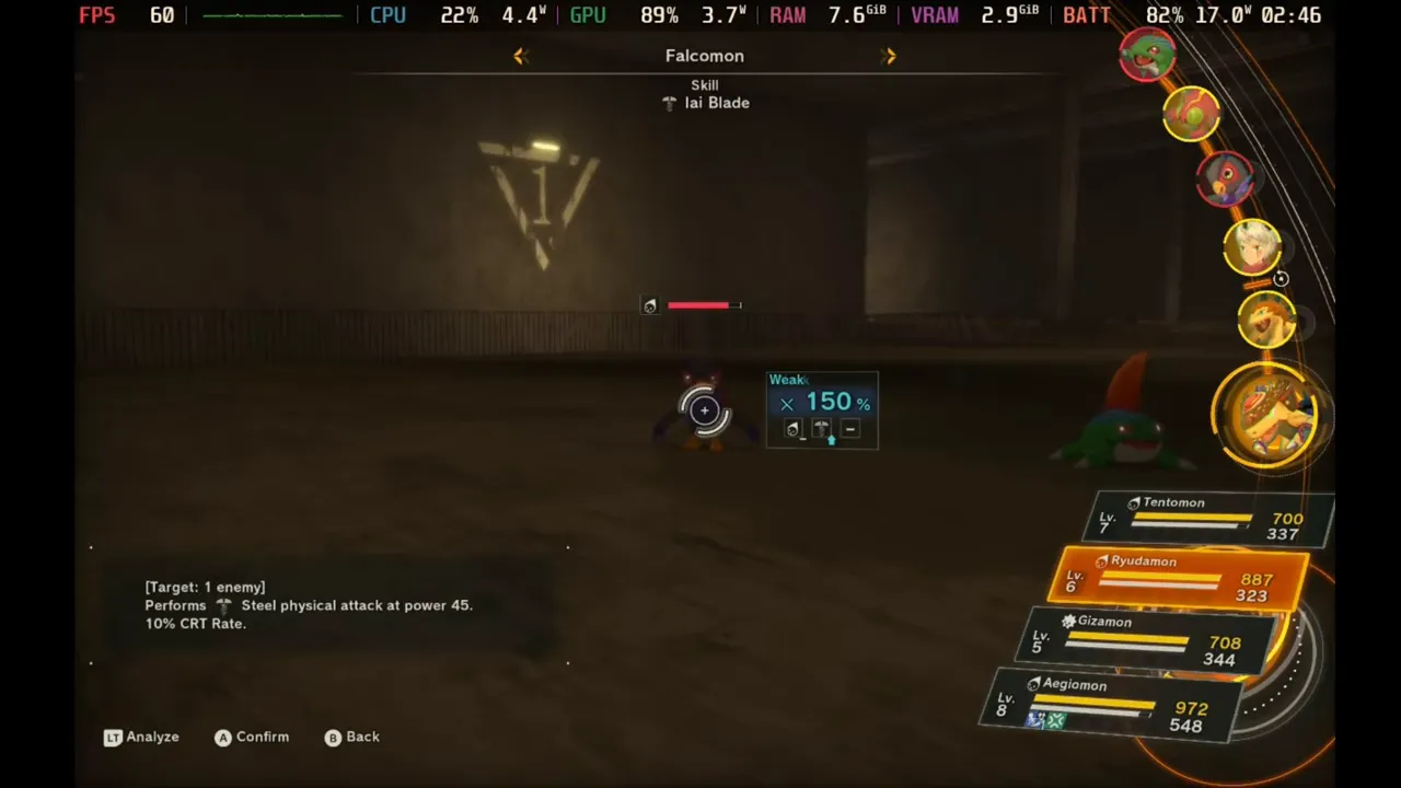 Batalla en progreso mostrando animaciones y HUD limpio en la pantalla de Steam Deck