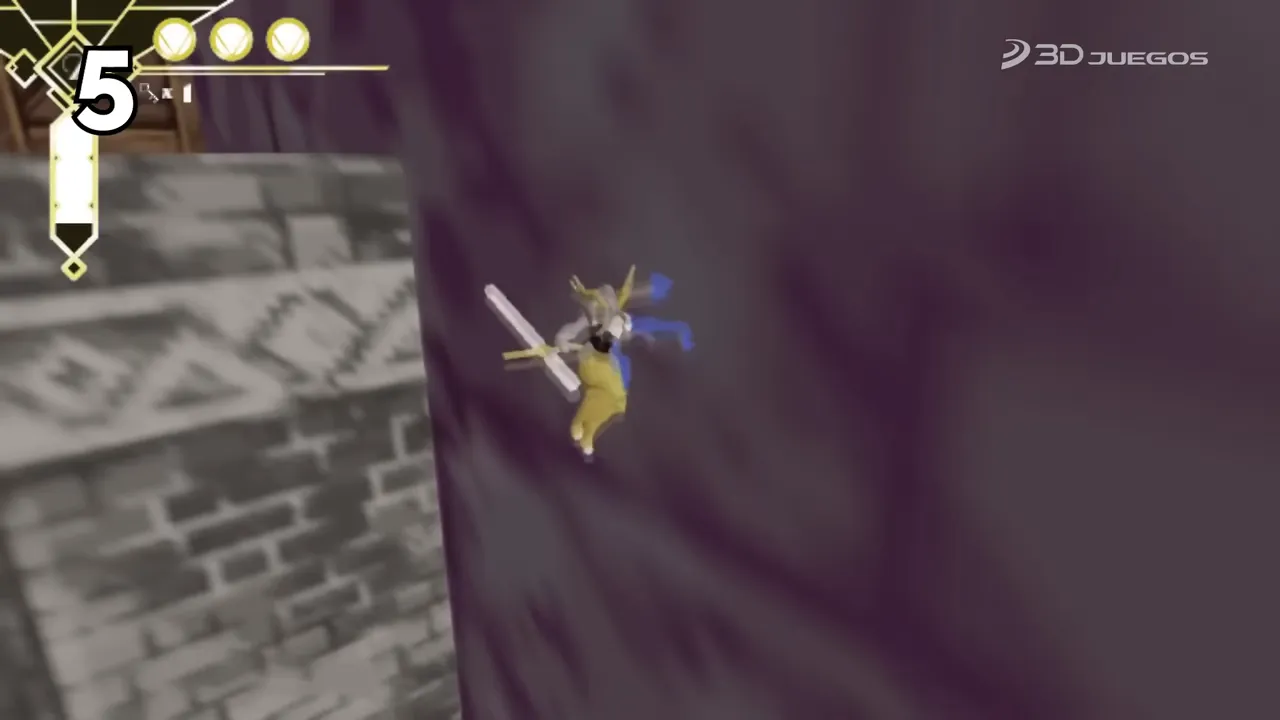 Pantalla de Pseudoregalia mostrando movimiento acrobático de la protagonista