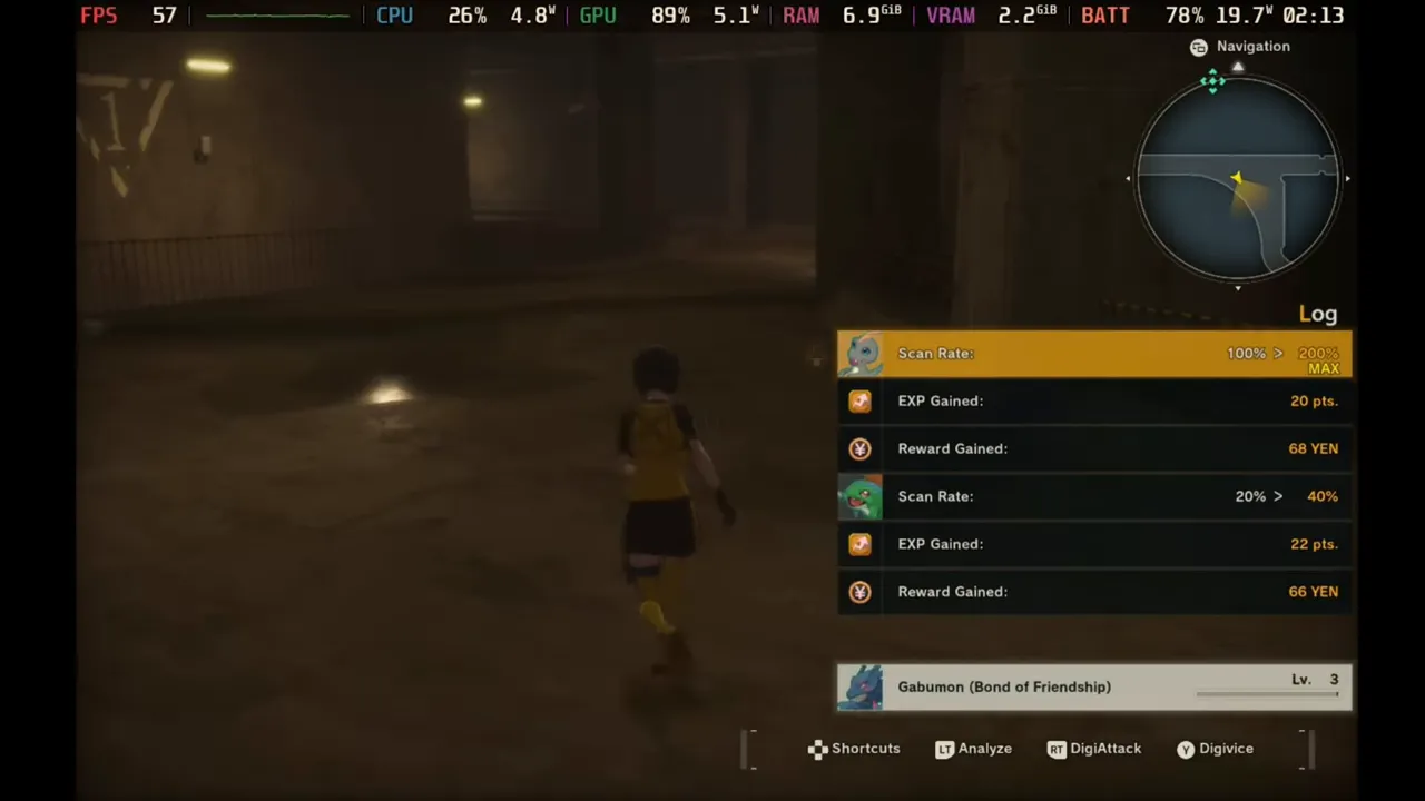 Interfaz de menú mostrando opciones de personalización y evolución de Digimon